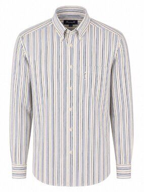 Cotton dress shirt, Faconnable, striped long-sleeve button-down, Size 15 1/2